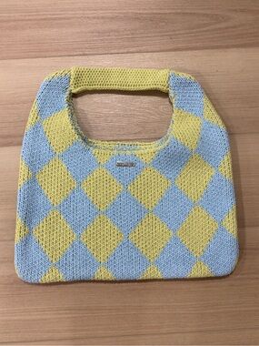 NWOT Kopari Beauty Green & Blue Diamond Knit Bag